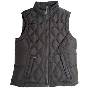 Predator Womens S Puffer Vest Brown Down Feather Quilted Full Zip Sleeveless